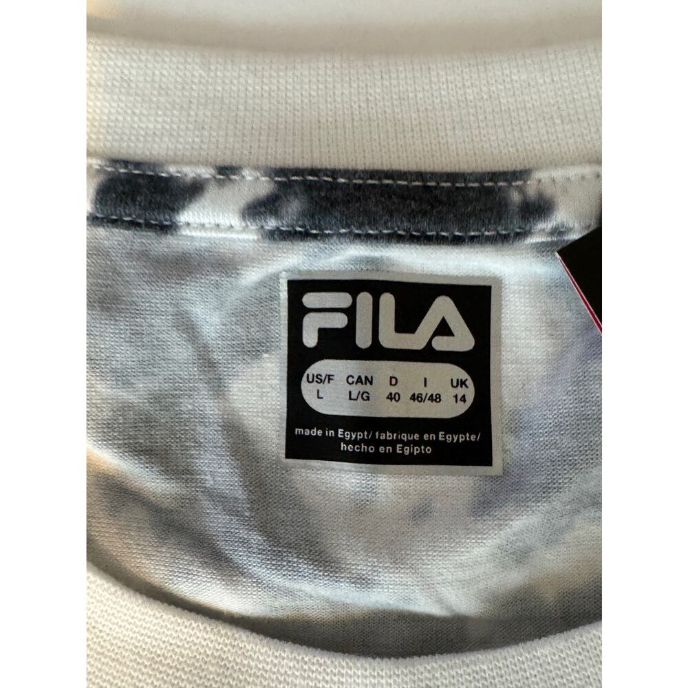 FILA Women's L Short Sleeve T-Shirt Tie-Dye Black White